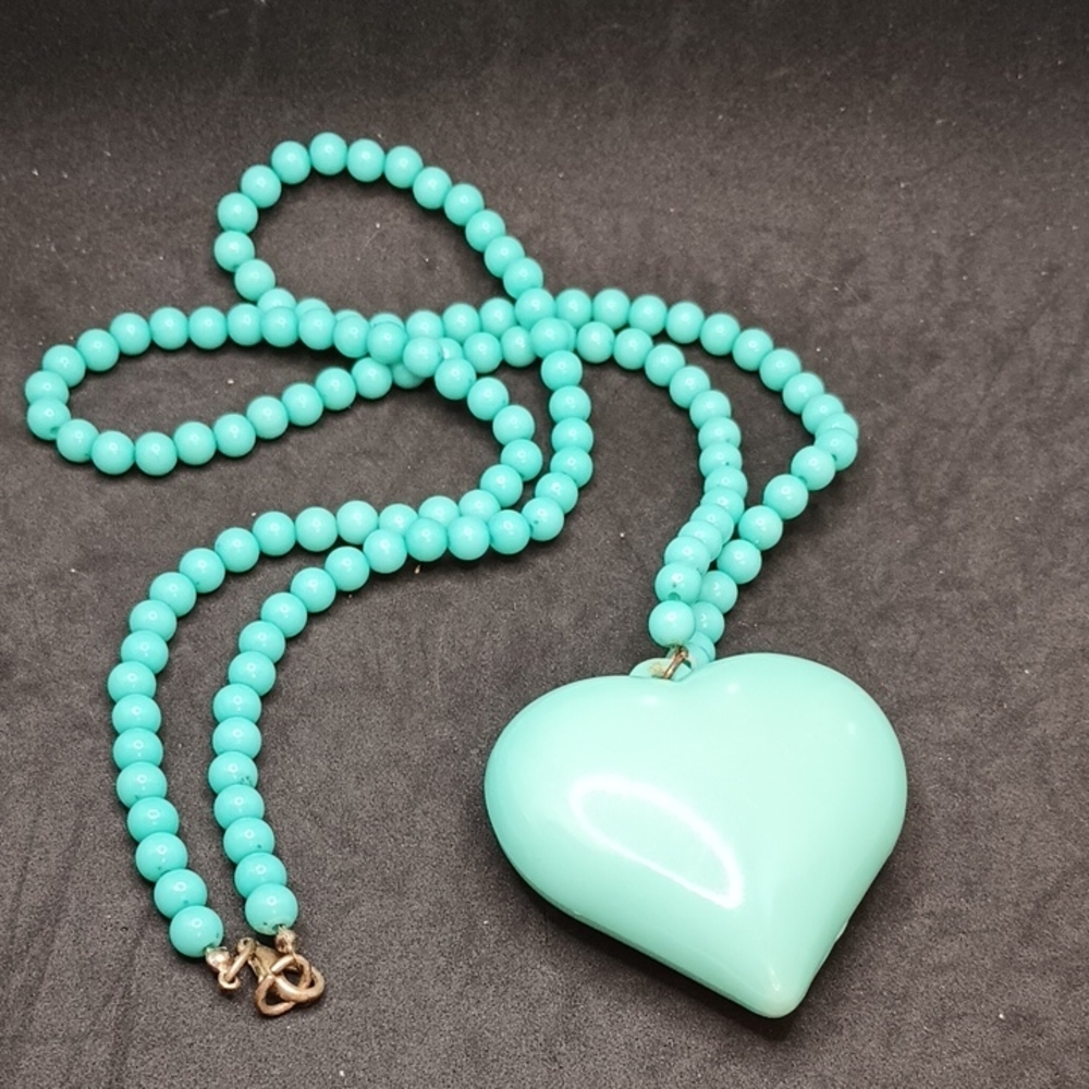 Charming Aqua Heart Pendant Necklace for Kids